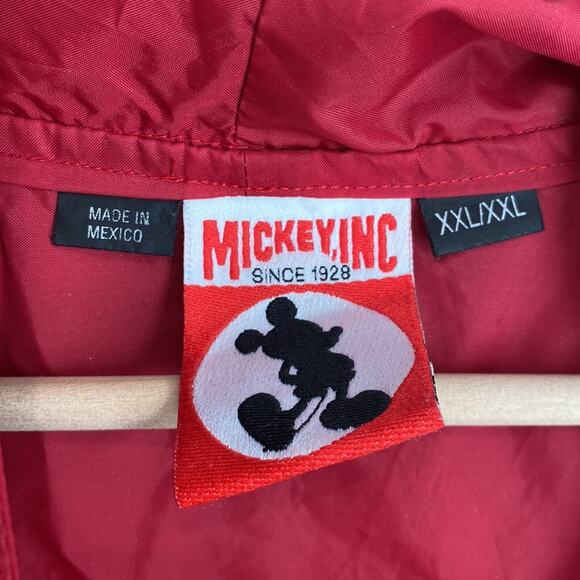Vintage Mickey Mouse Pullover Nylon Windbreaker Hooded Jacket Red XXL - Picture 4 of 12